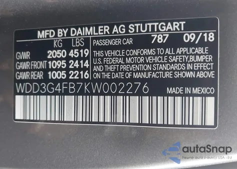 2019 Mercedes-Benz A 220 4Matic z USA, uszkodzony, nr VIN WDD3G4FB7KW002276